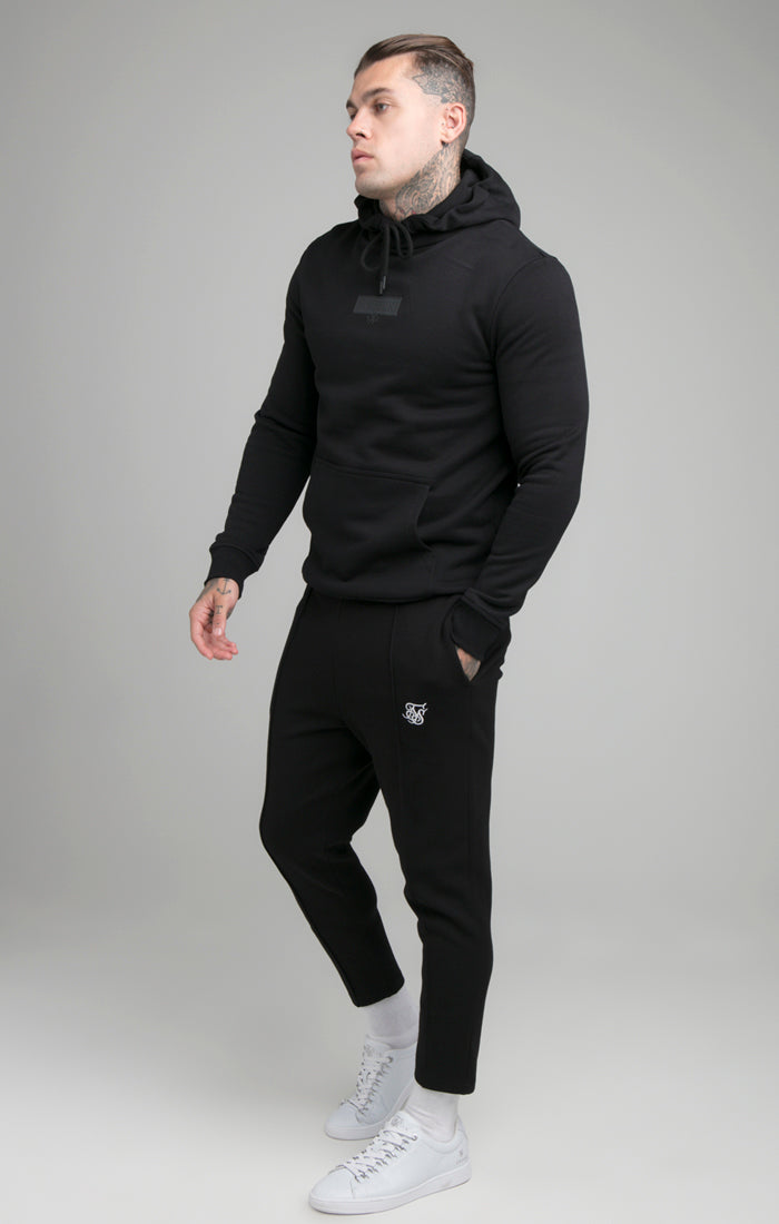 Black Debossed Print Overhead Hoodie (1)