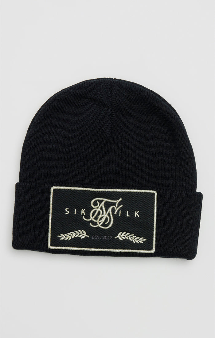 Black Cuff Applique Beanie