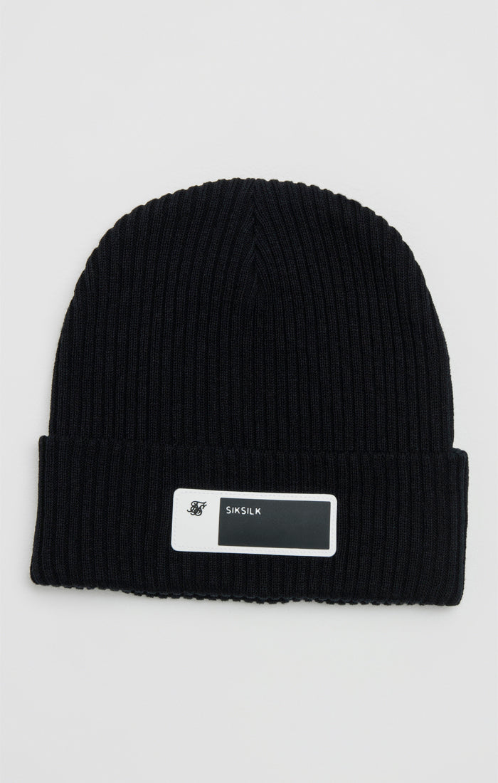 Black Ribbed Cuff Beanie