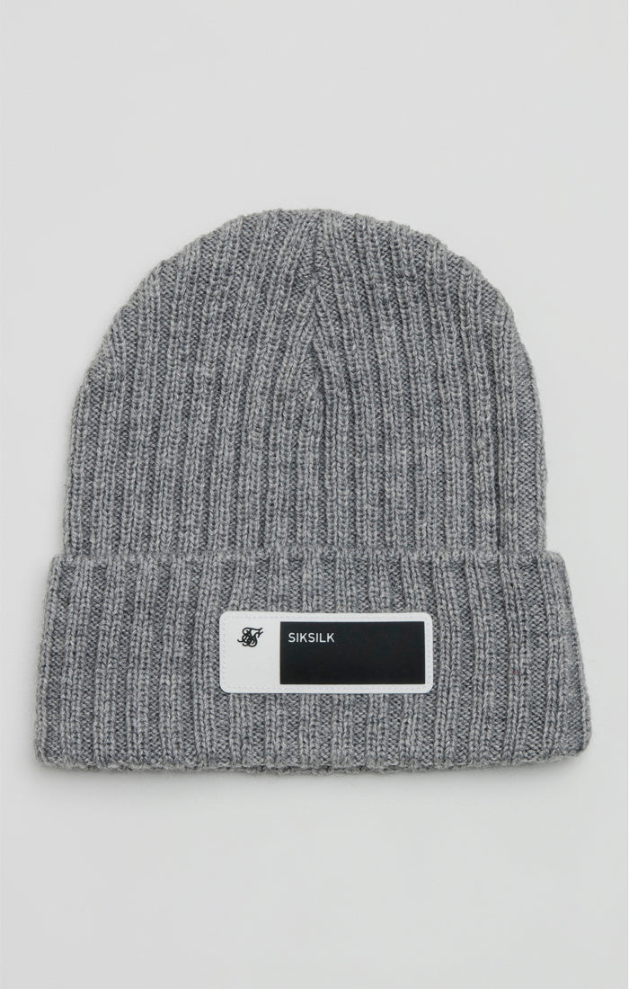Grey Ribbed Cuff Beanie