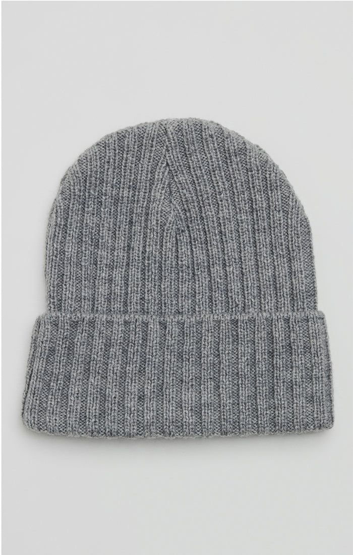Grey Ribbed Cuff Beanie (1)