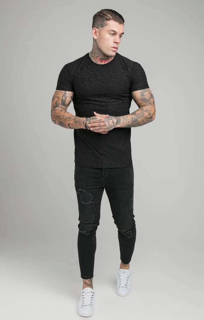 Black Print Muscle Fit T-Shirt