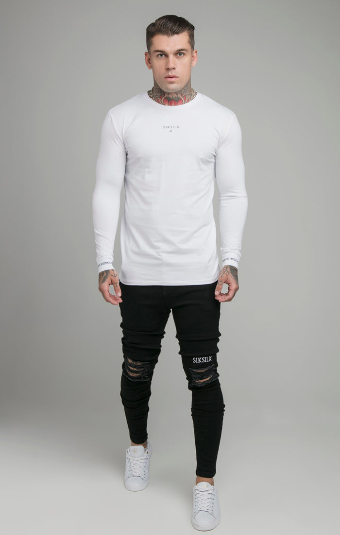 Load image into Gallery viewer, White Long Sleeve Muscle Fit T-Shirt (3)