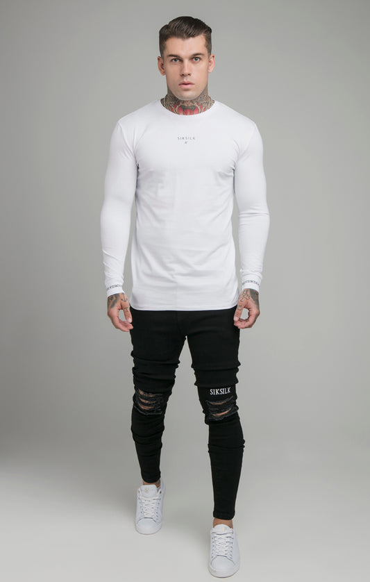 White Long Sleeve Muscle Fit T-Shirt