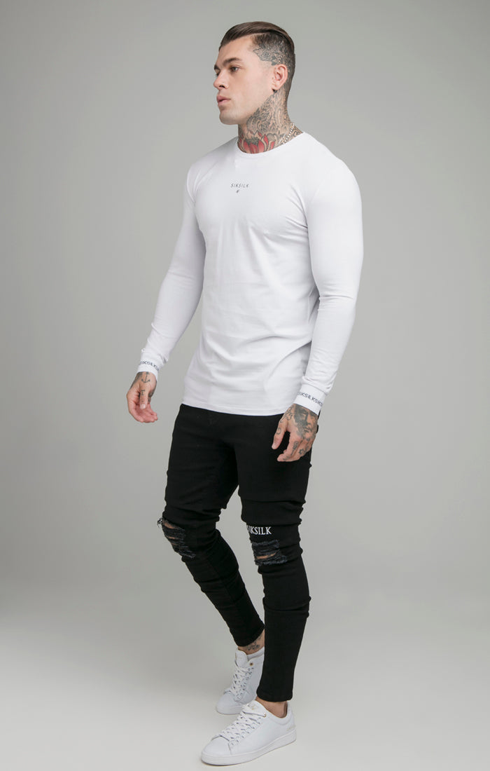 White Long Sleeve Muscle Fit T-Shirt (5)