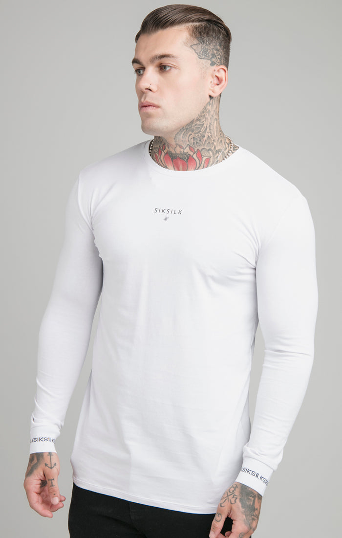 Load image into Gallery viewer, White Long Sleeve Muscle Fit T-Shirt (1)