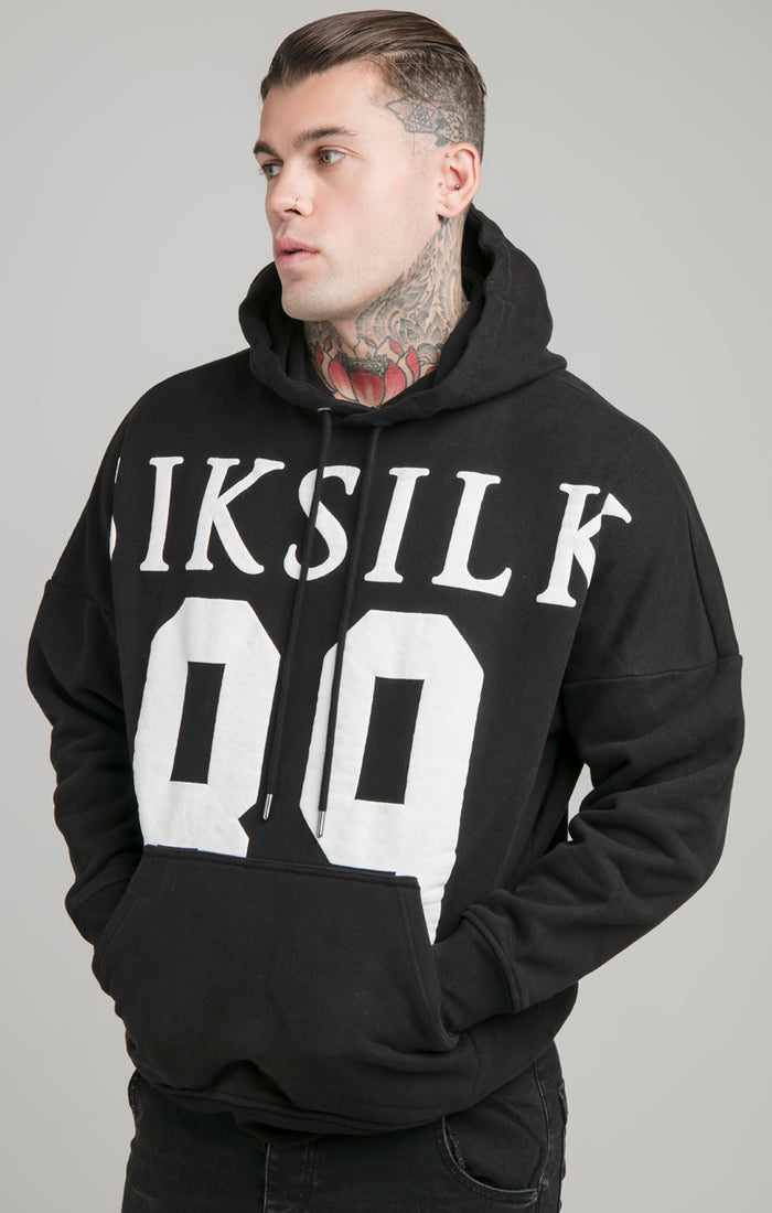 Black Drop Shoulder Relaxed Fit Hoodie