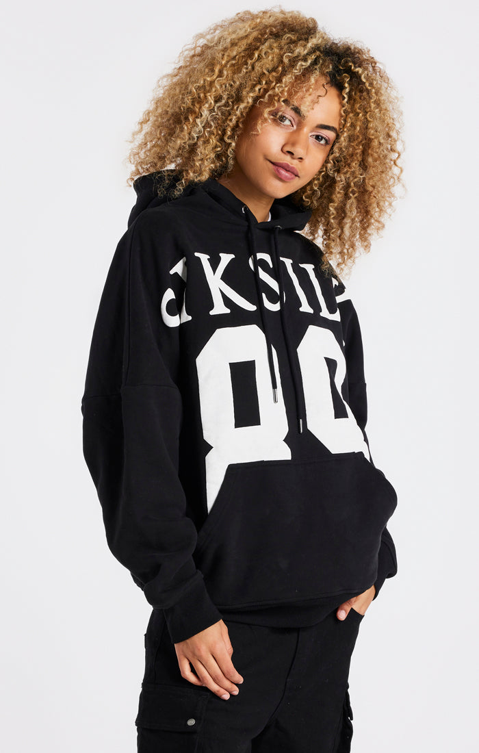 Black Drop Shoulder Relaxed Fit Hoodie (1)
