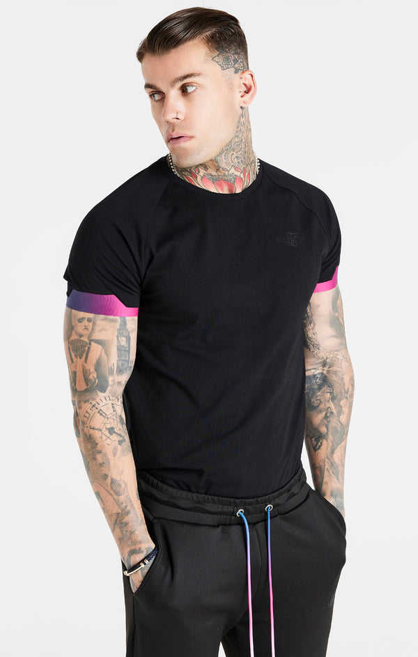 Black Fade Raglan Muscle Fit T-Shirt