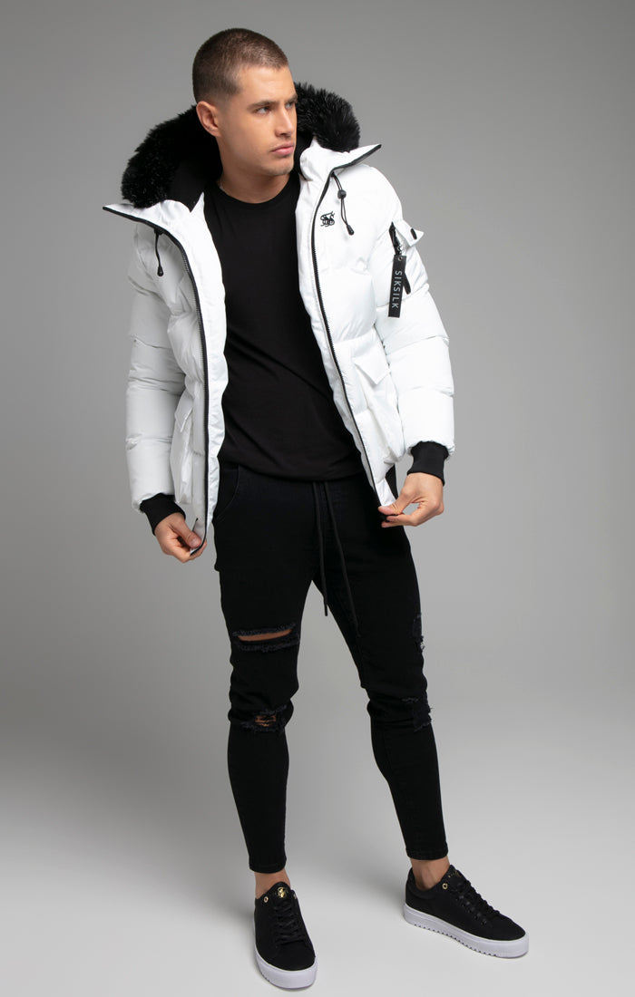 White Mens Sik Silk Coat White Distance Jacket SikSilk NZ