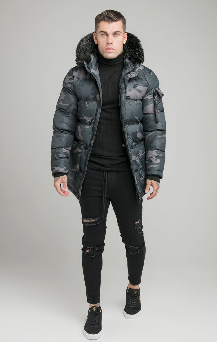 Black Camo Puff Parka