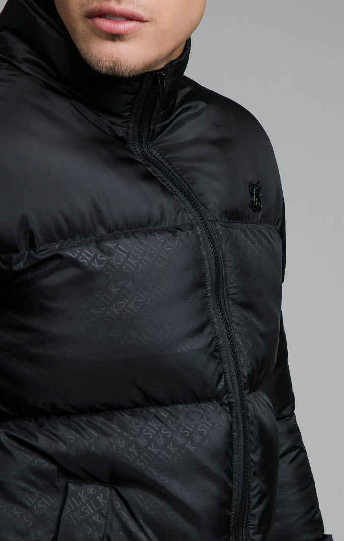 Black Printed Crop Bubble Jacket (1)