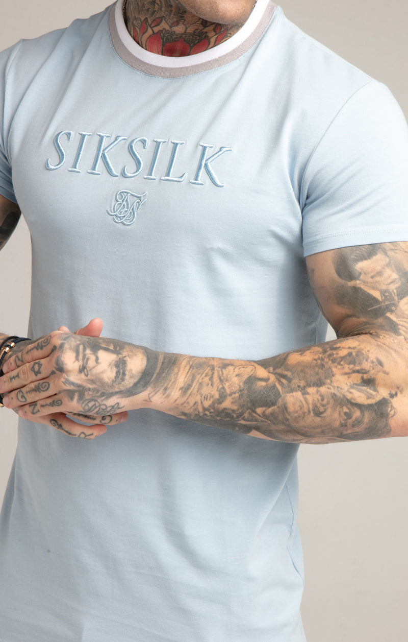 Blue Rib Collar Muscle Fit T-Shirt (1)