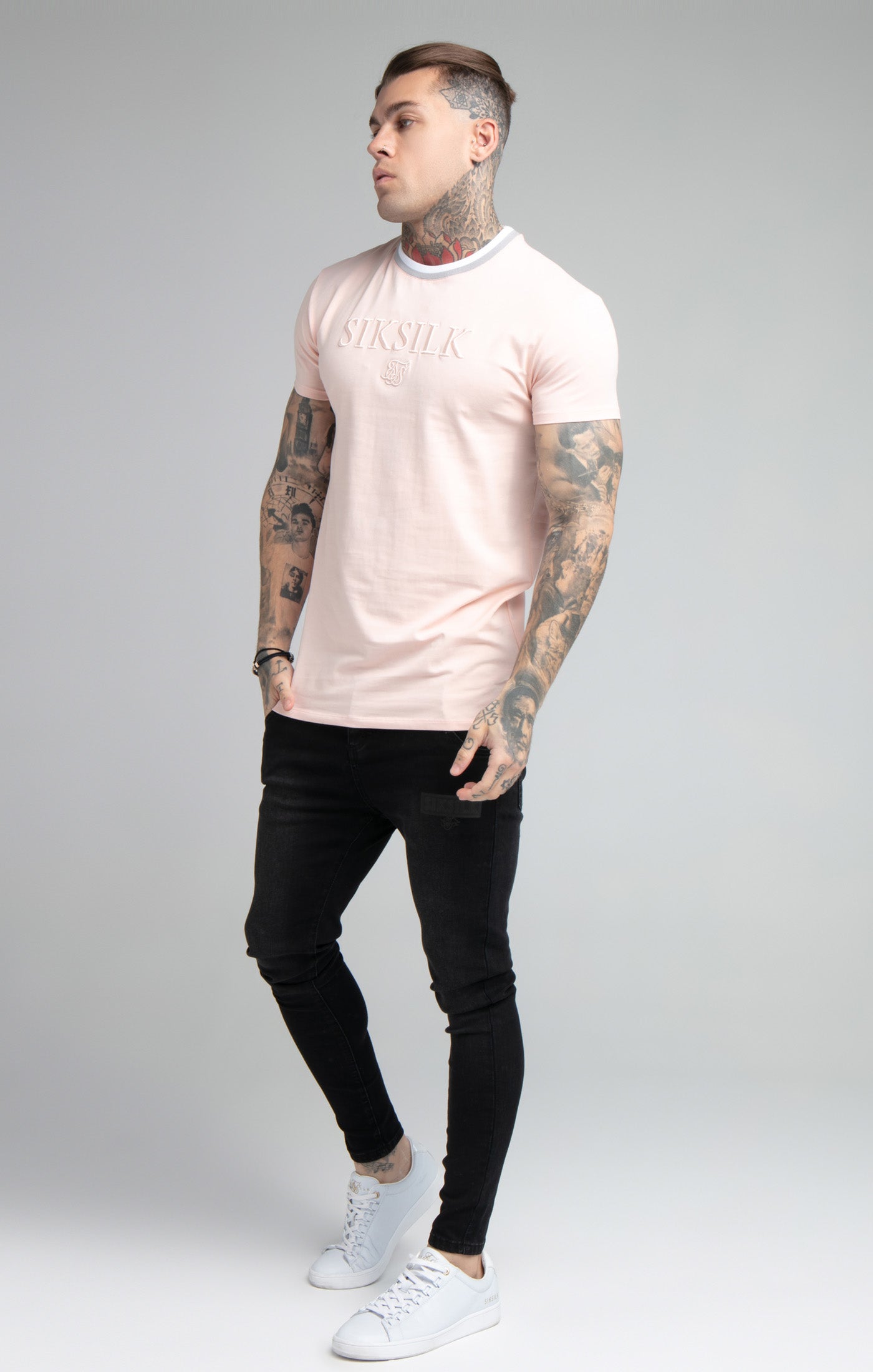 Load image into Gallery viewer, SikSilk S/S Rib Collar Gym Tee - Pastel Pink (3)
