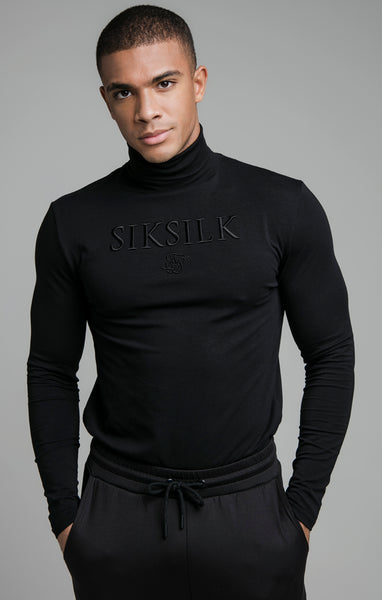 SikSilk L S Turtle Neck Gym Tee Black