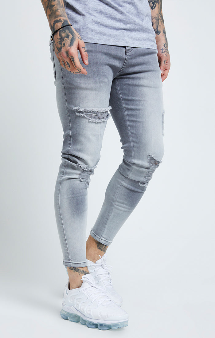Load image into Gallery viewer, Grey Essential Distressed Skinny Jean (1)
