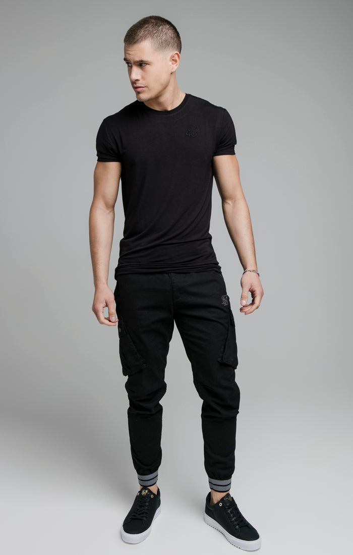Black Elasticated Cuff Cargo Pant (5)