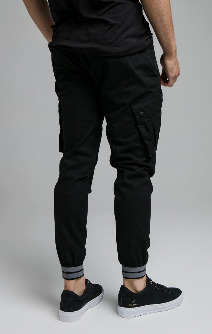 Black Elasticated Cuff Cargo Pant (2)