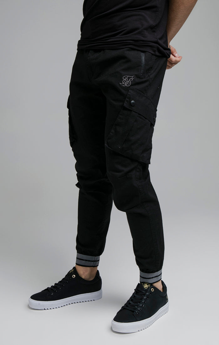 Black Elasticated Cuff Cargo Pant (1)