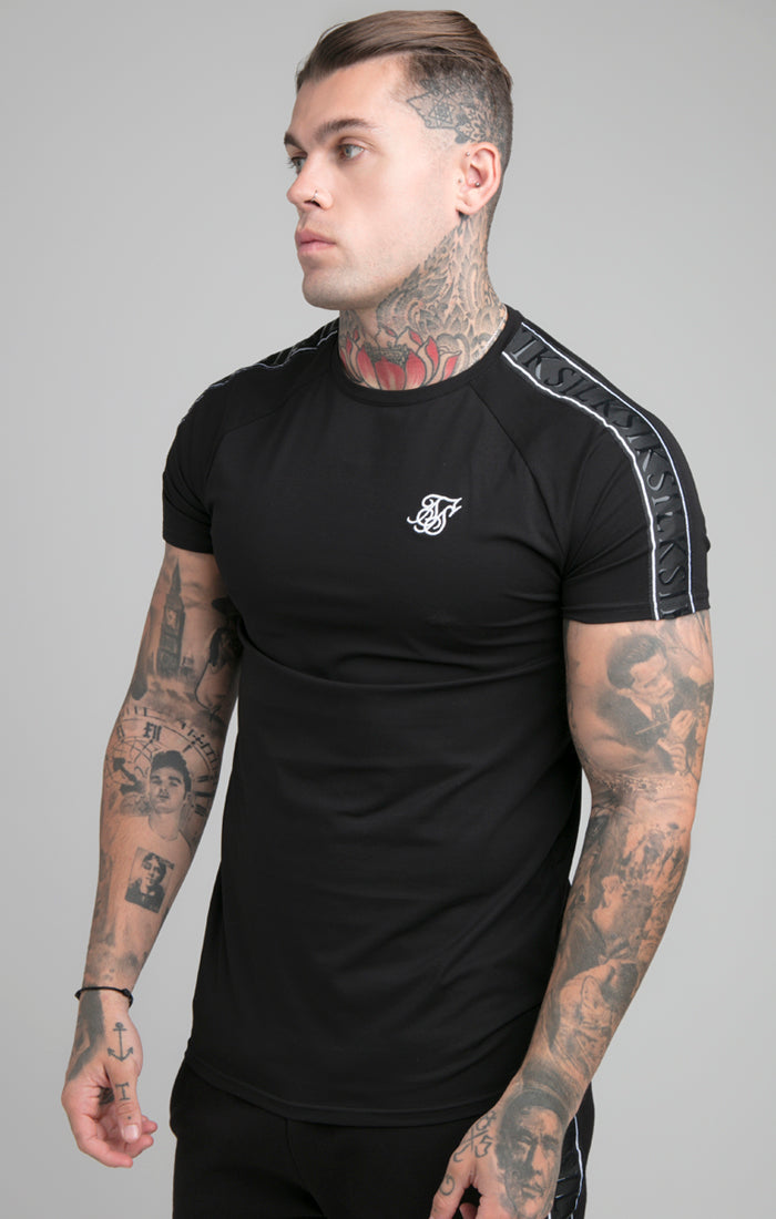 Load image into Gallery viewer, Black Raglan Muscle Fit T-Shirt