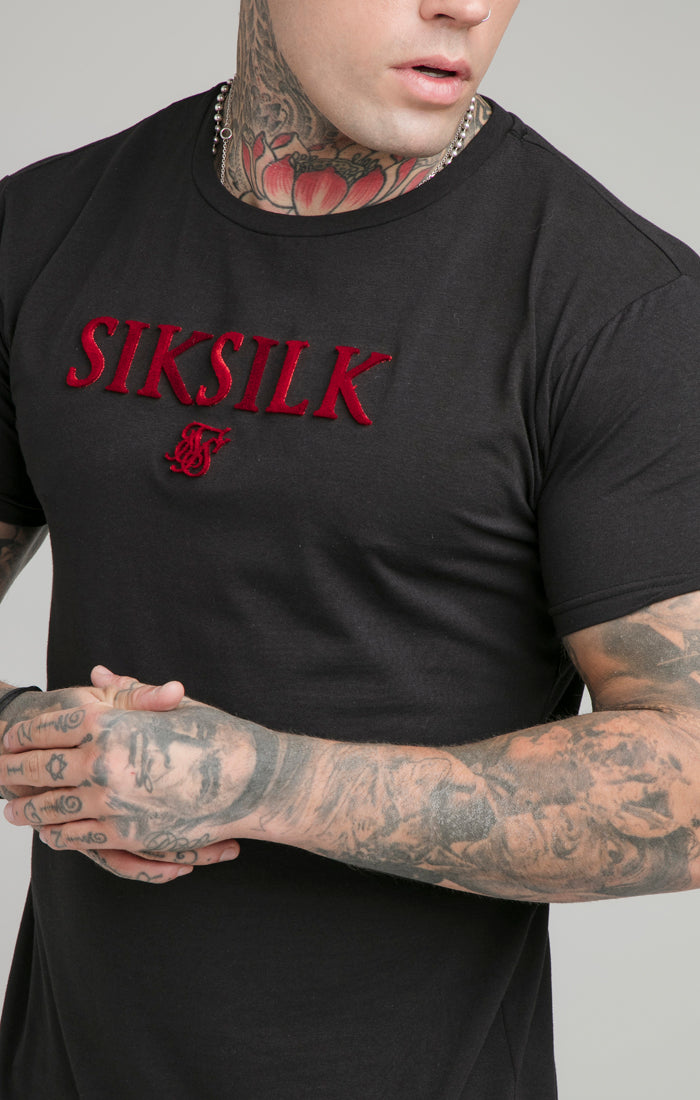 SikSilk Brushed Logo Gym Tee - Black (1)