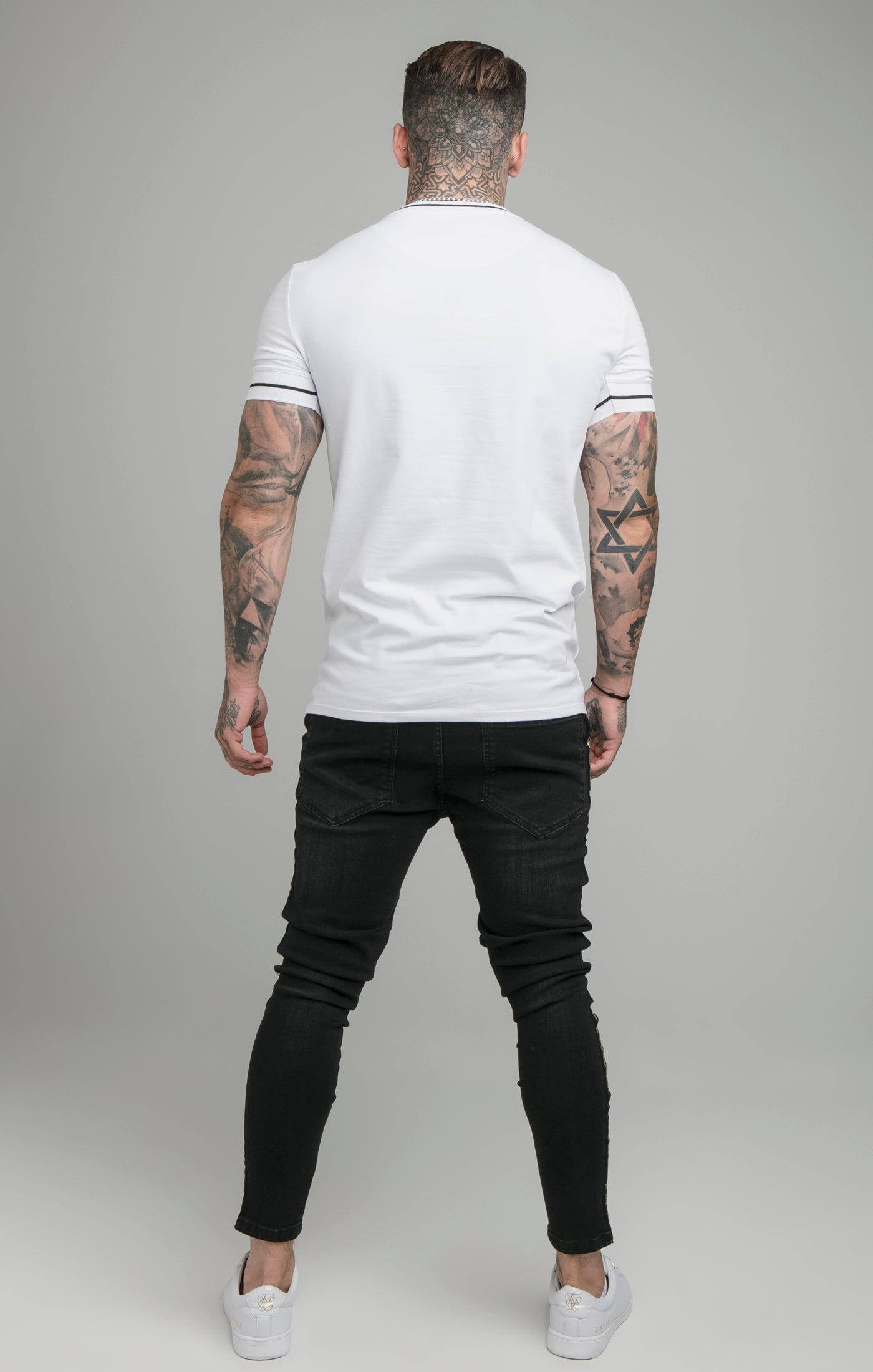 Load image into Gallery viewer, SikSilk Imperial Retro Rib Gym Tee - White &amp; Black (4)