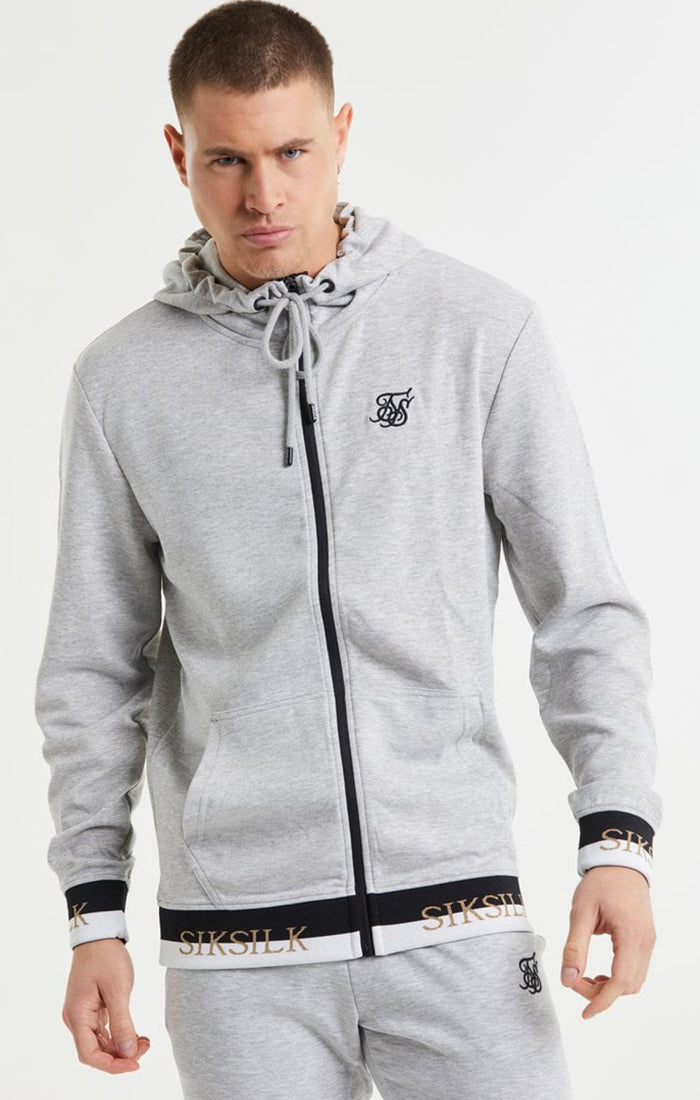 Grey Marl Zip-Thru Funnel Hoodie