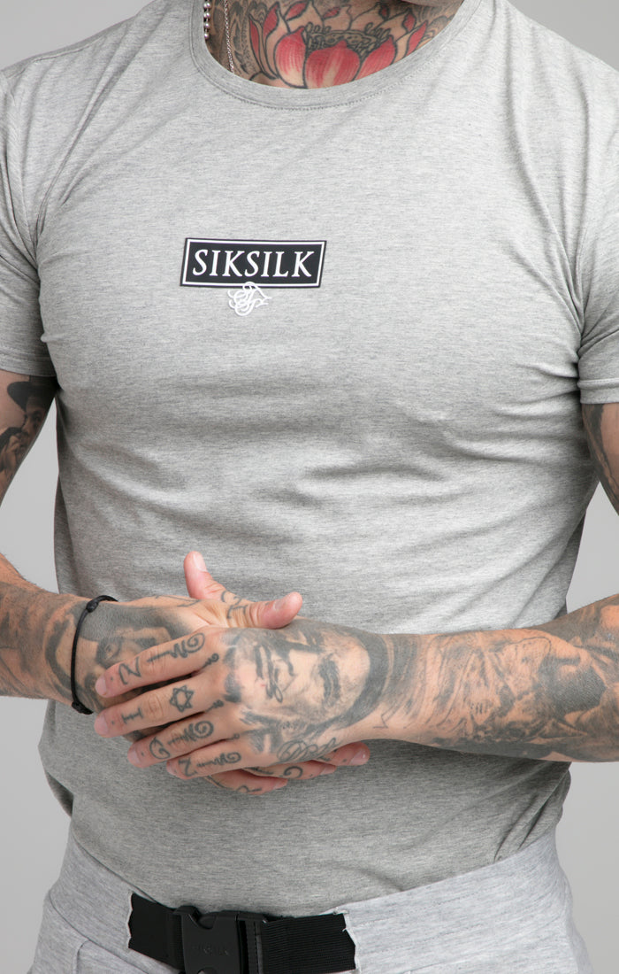 SikSilk S/S Embossed Print Gym Tee - Grey Marl (1)