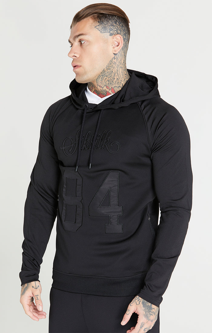 Black Overhead Retro Sports Hoodie