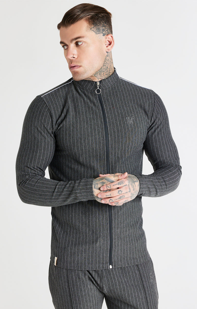 Grey Smart Full Zip Through Drill Top