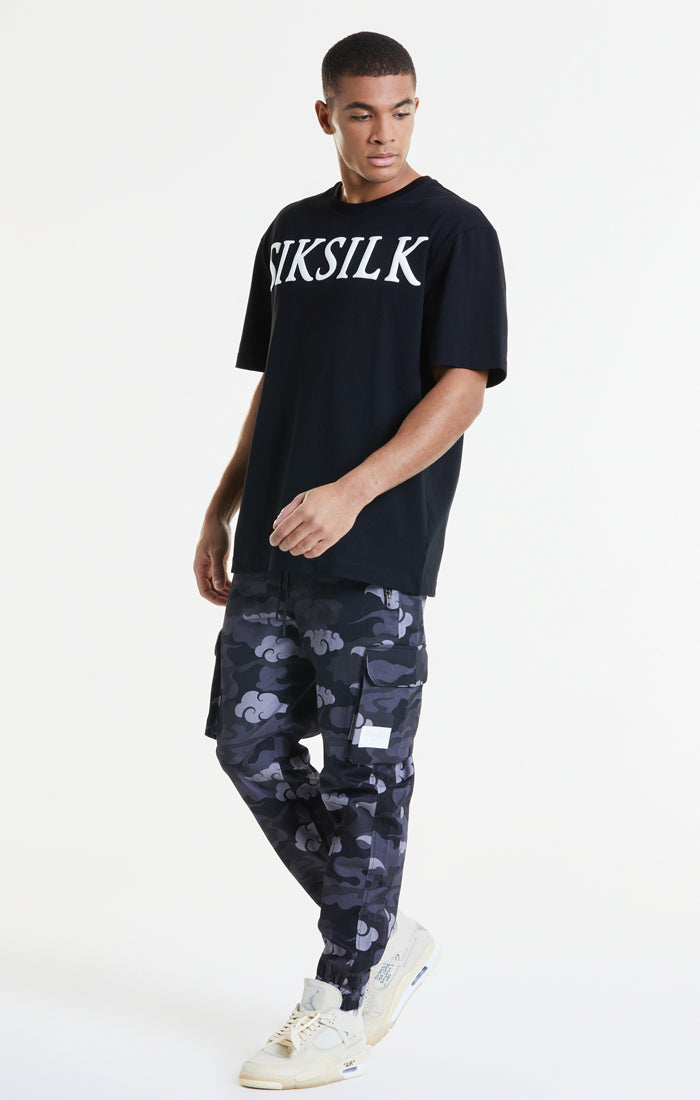 SikSilk X Steve Aoki Camo Cargo Pant - Black & Grey (1)
