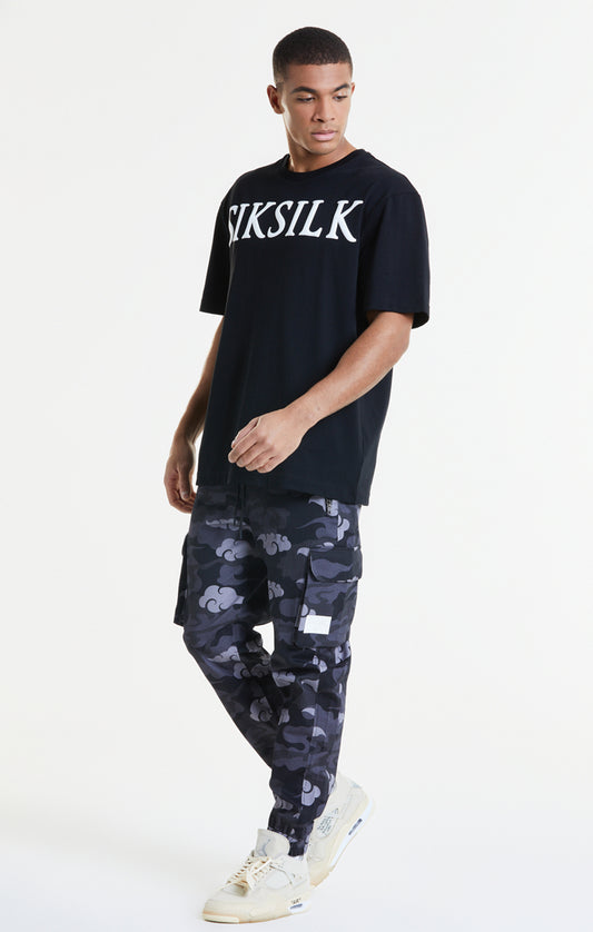 SikSilk X Steve Aoki Camo Cargo Pant - Black & Grey