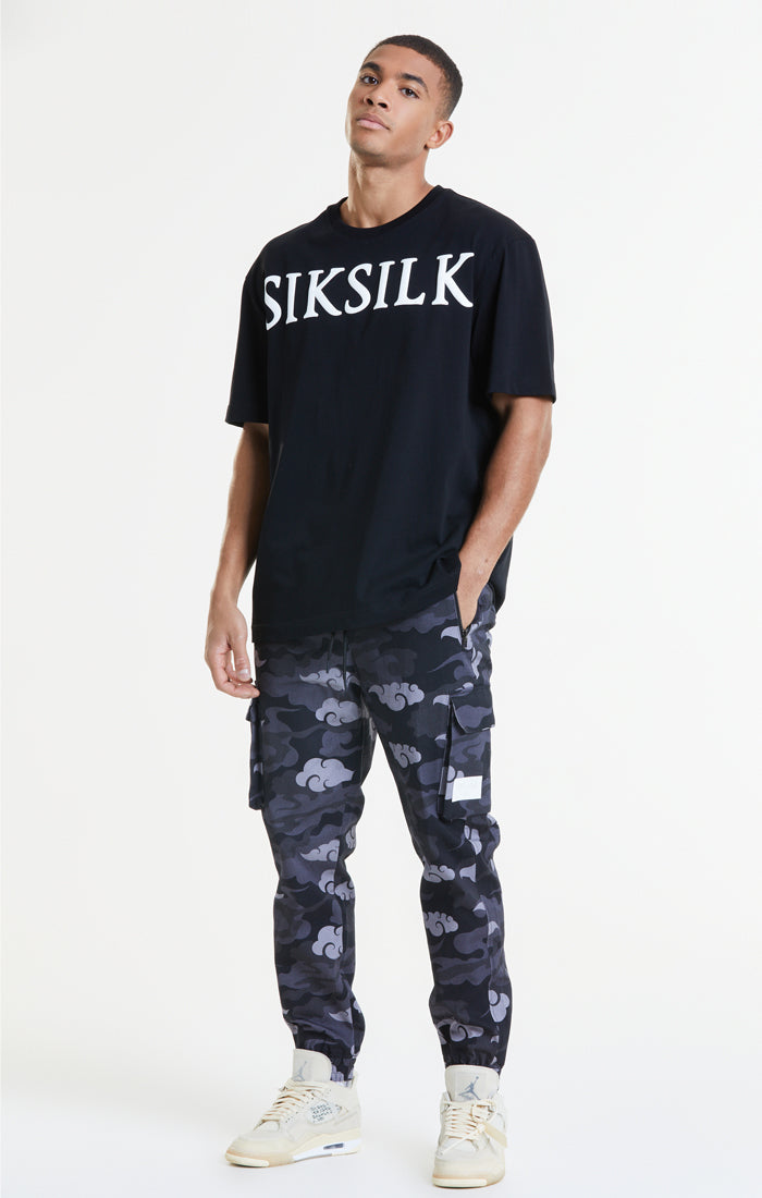SikSilk X Steve Aoki Camo Cargo Pant - Black & Grey (4)