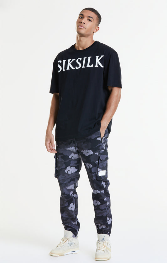 SikSilk X Steve Aoki Camo Cargo Pant - Black & Grey