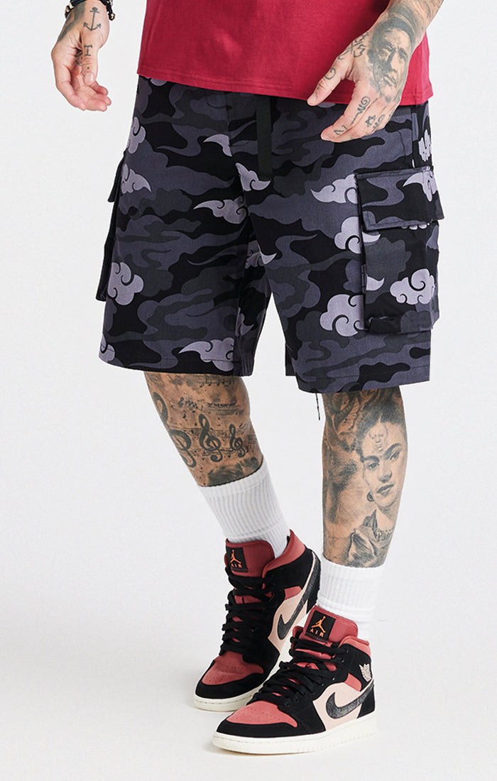 Steve Aoki x SikSilk Black Cargo Short