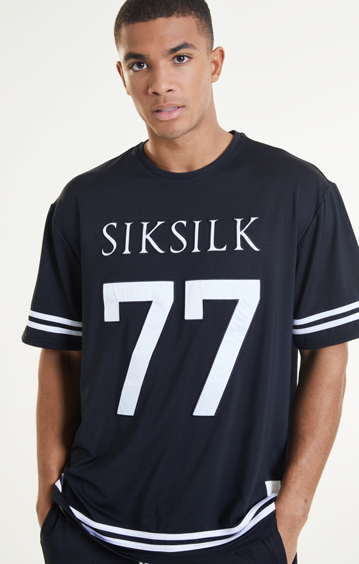 SikSilk X Steve Aoki Mesh Baseball Tee - Black & White (1)