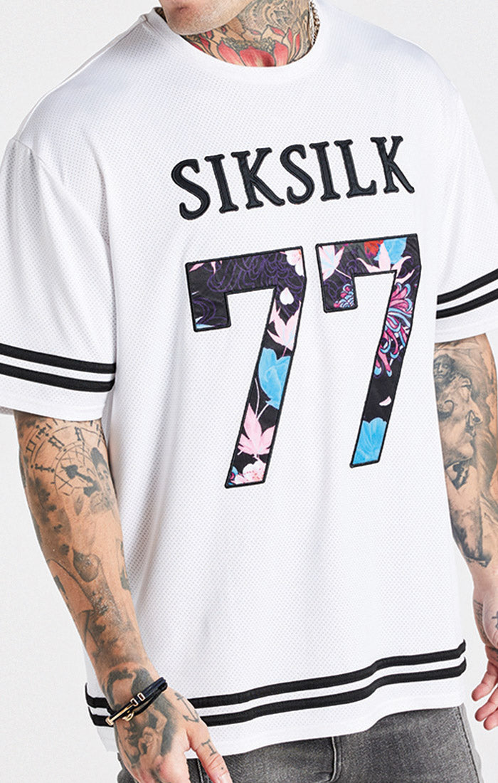 SikSilk X Steve Aoki Mesh Baseball Tee - White & Black (1)