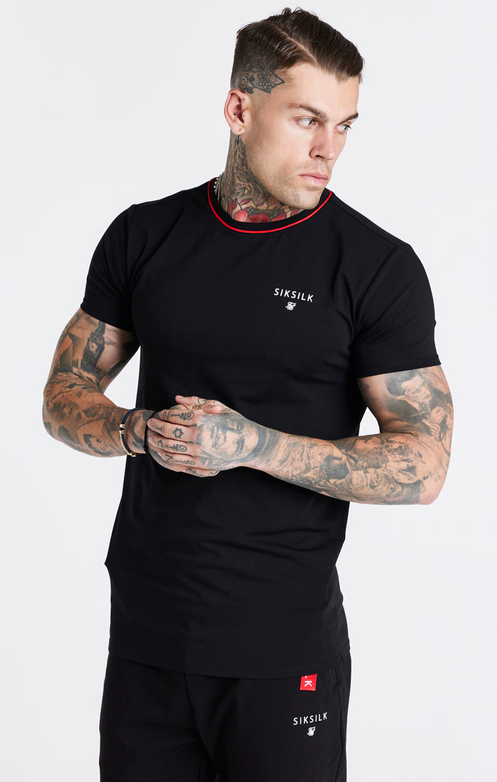 Load image into Gallery viewer, Black Embroidered Muscle Fit T-Shirt (1)