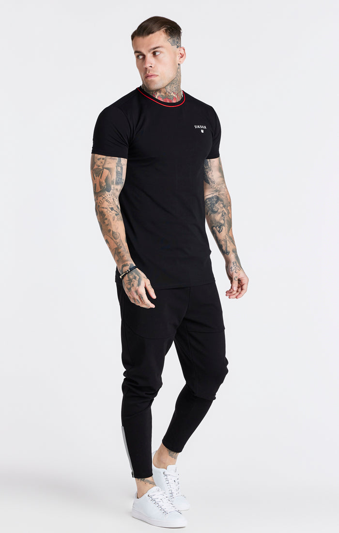 Load image into Gallery viewer, Black Embroidered Muscle Fit T-Shirt (3)