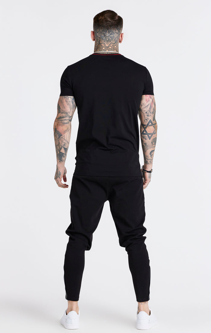 Black Embroidered Muscle Fit T-Shirt (5)