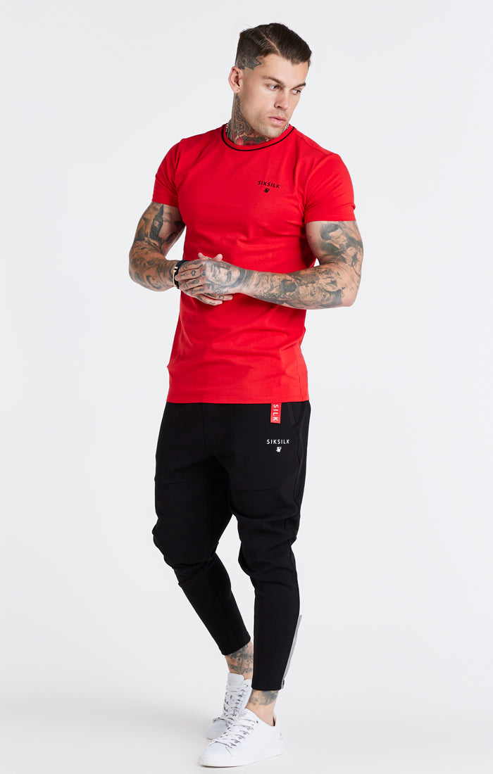 Red Embroidered Muscle Fit T-Shirt (3)