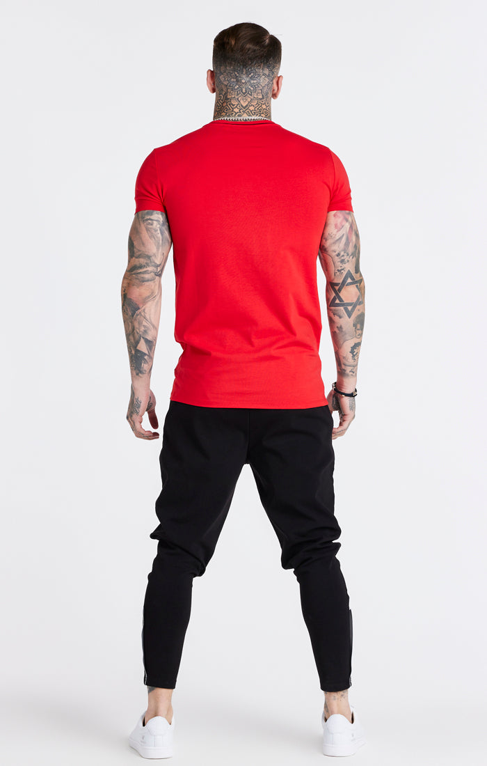 Red Embroidered Muscle Fit T-Shirt (5)
