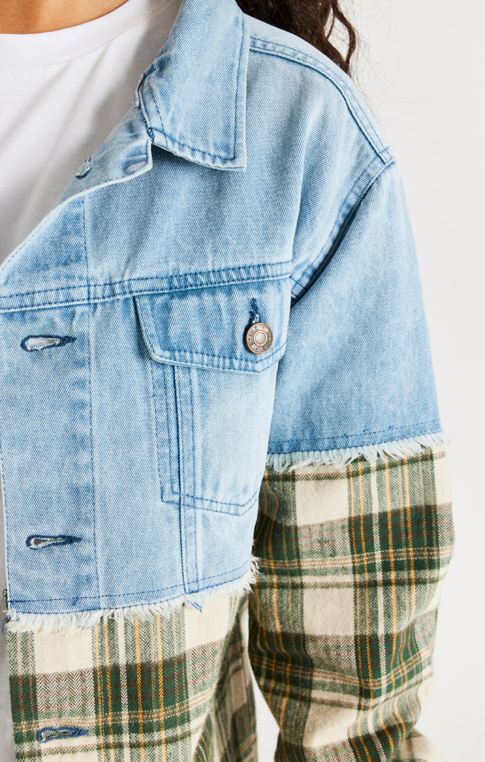 Sirius plaid sale mixed denim jacket