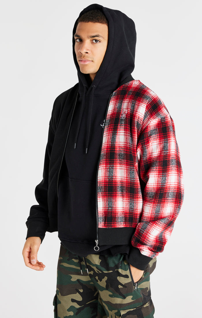 Black Half Contrast Bomber Jacket (1)