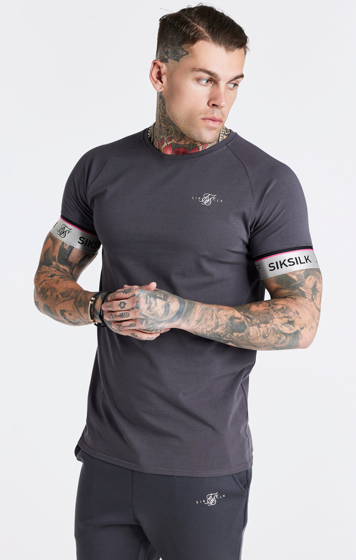 Grey Marl Tape Elastic Cuff T-Shirt (1)