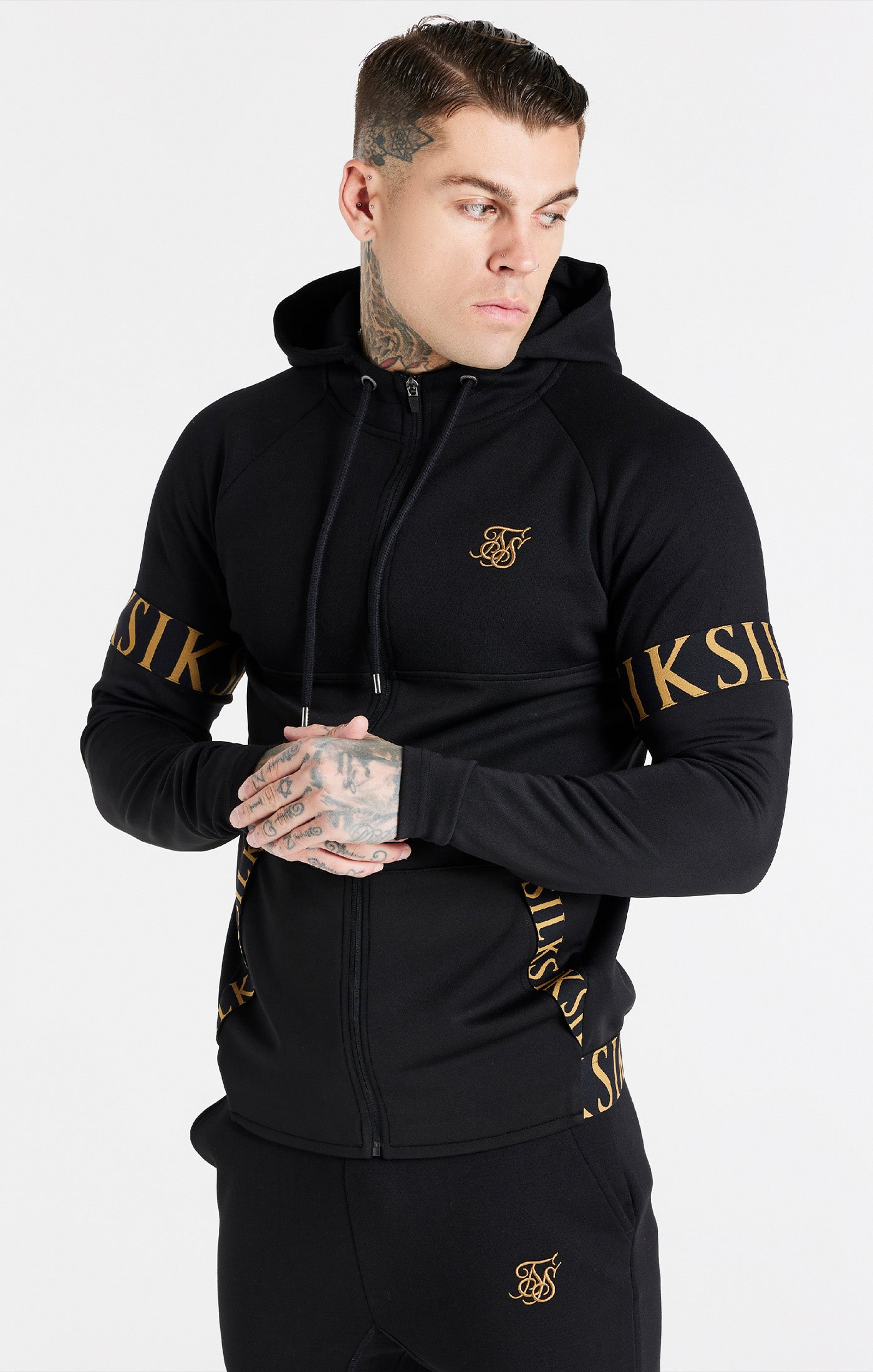 Black Dynamic Zip Through Hoodie