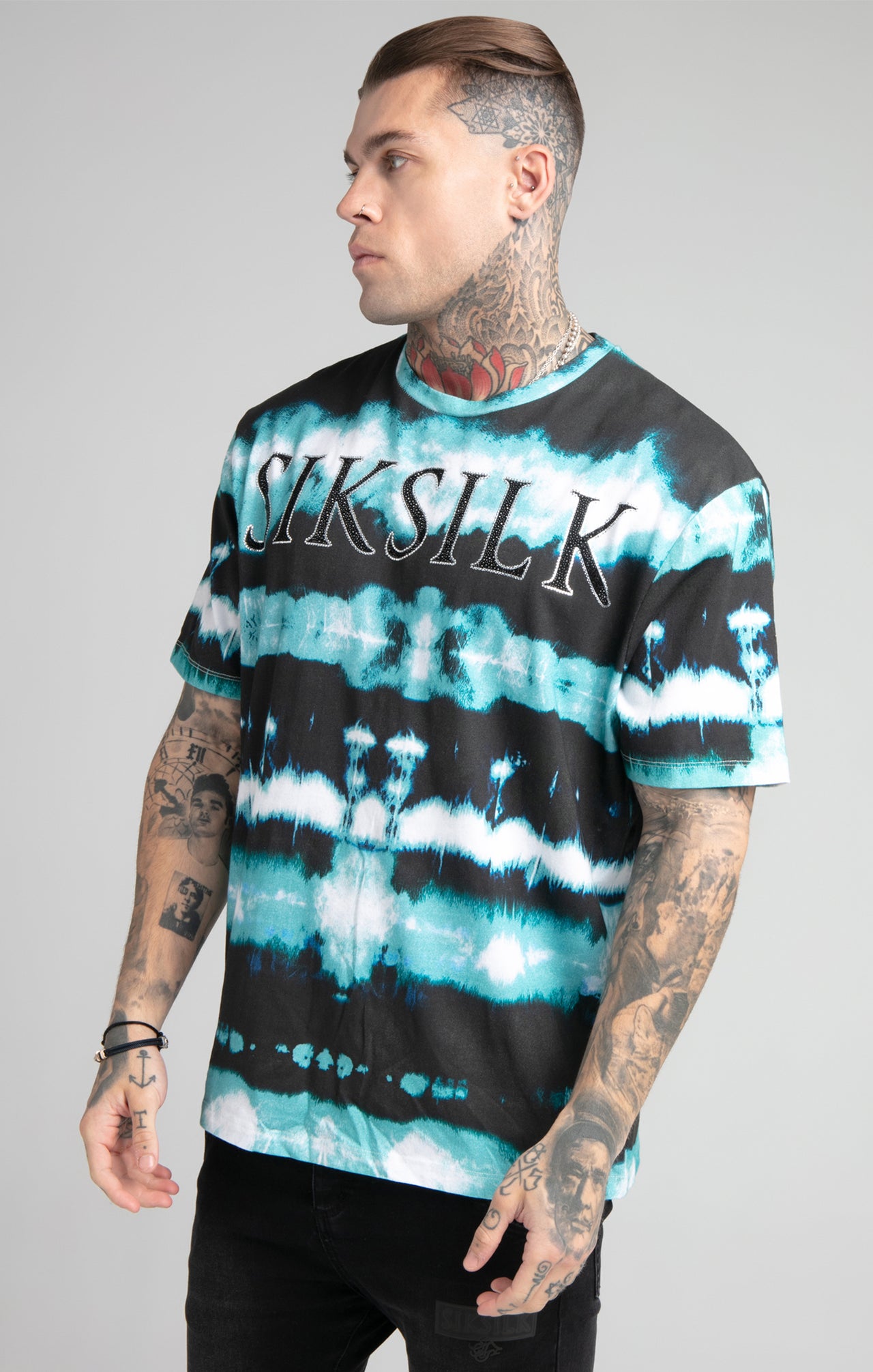 Black Tie Dye Rhinestone Oversized T-Shirt