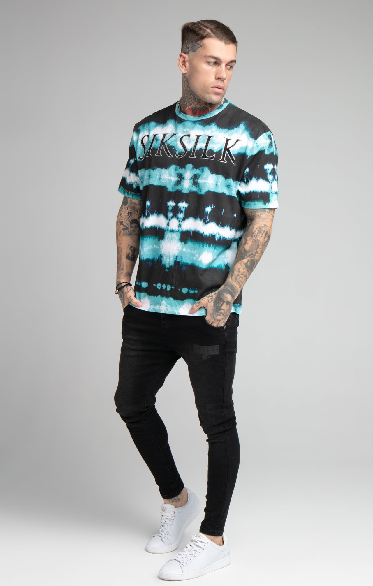 Black Tie Dye Rhinestone Oversized T-Shirt (3)