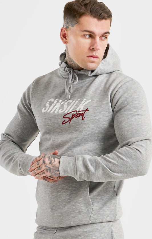 SikSilk Overhead Basic Sports Hoodie - Grey Marl