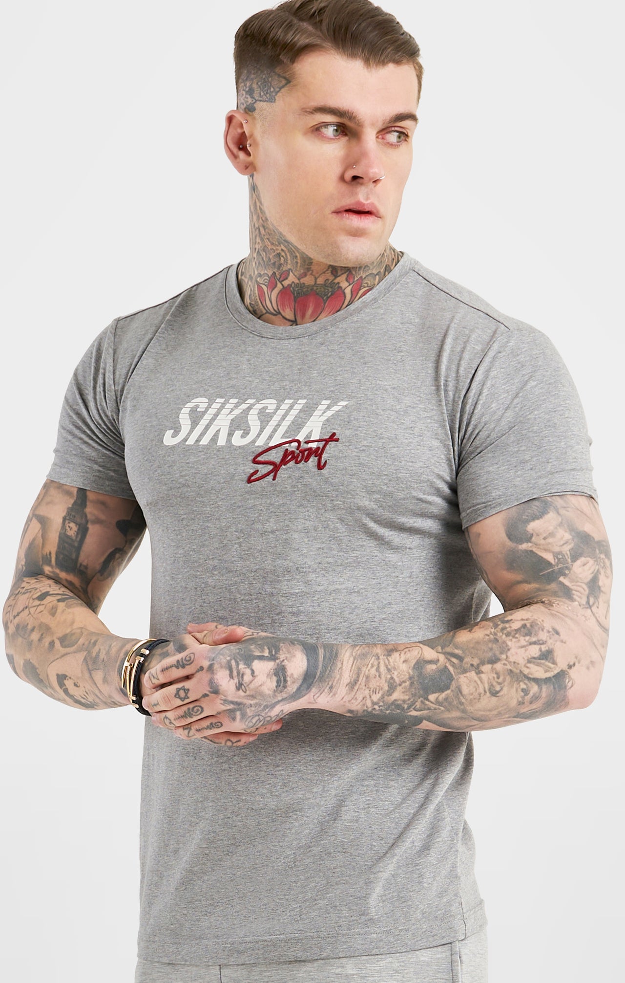 Grey Marl Sports Muscle Fit T-Shirt